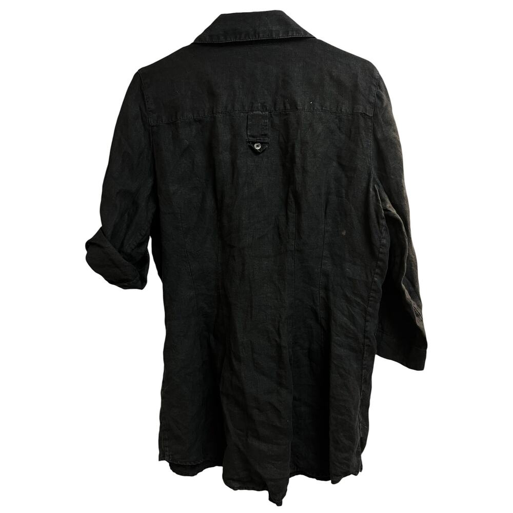 Soft Surroundings Black Washed Linen Button Up Shirt Pleated Medium - Picture 10 of 10
